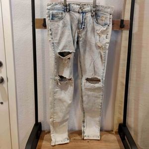 Hyper Denim Light Wash Jeans With Zippers om Ankles